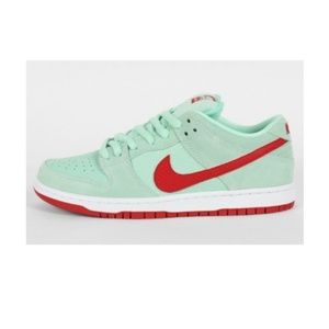 (EUC) Nike sb dunk low pro mint green/red